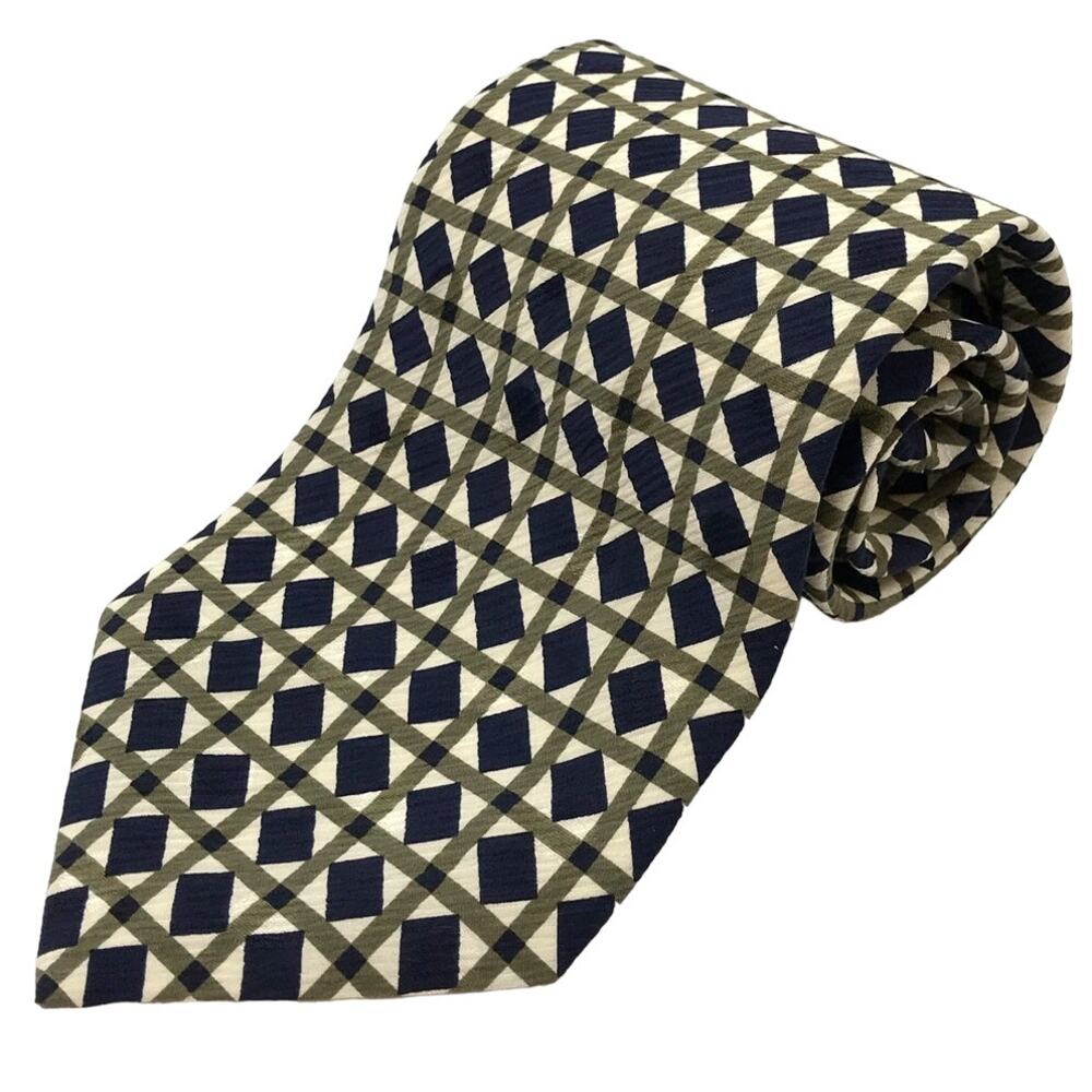 Vintage Woodward Men's 100% Silk Diamond Print Neck Tie